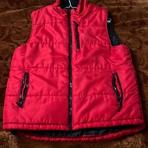 Red puffer vest
